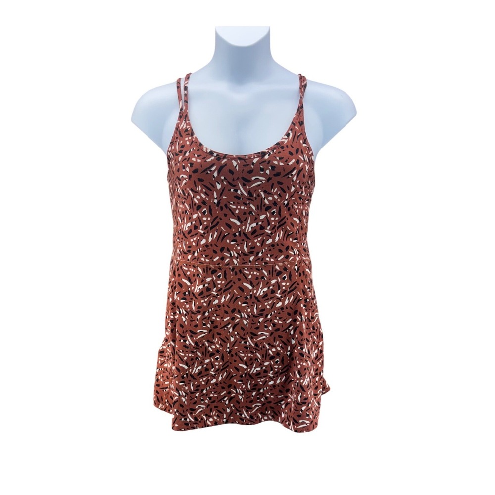 Old Navy Athletic Dress L Active PowerChill Brown Animal Print Romper Dress